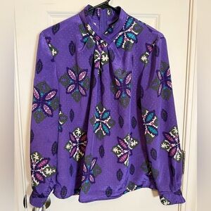 Vintage Purple Floral Women's Top